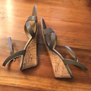 NWT TALBOTS Royce cork burnt olive leather sandals size 9 1/2M